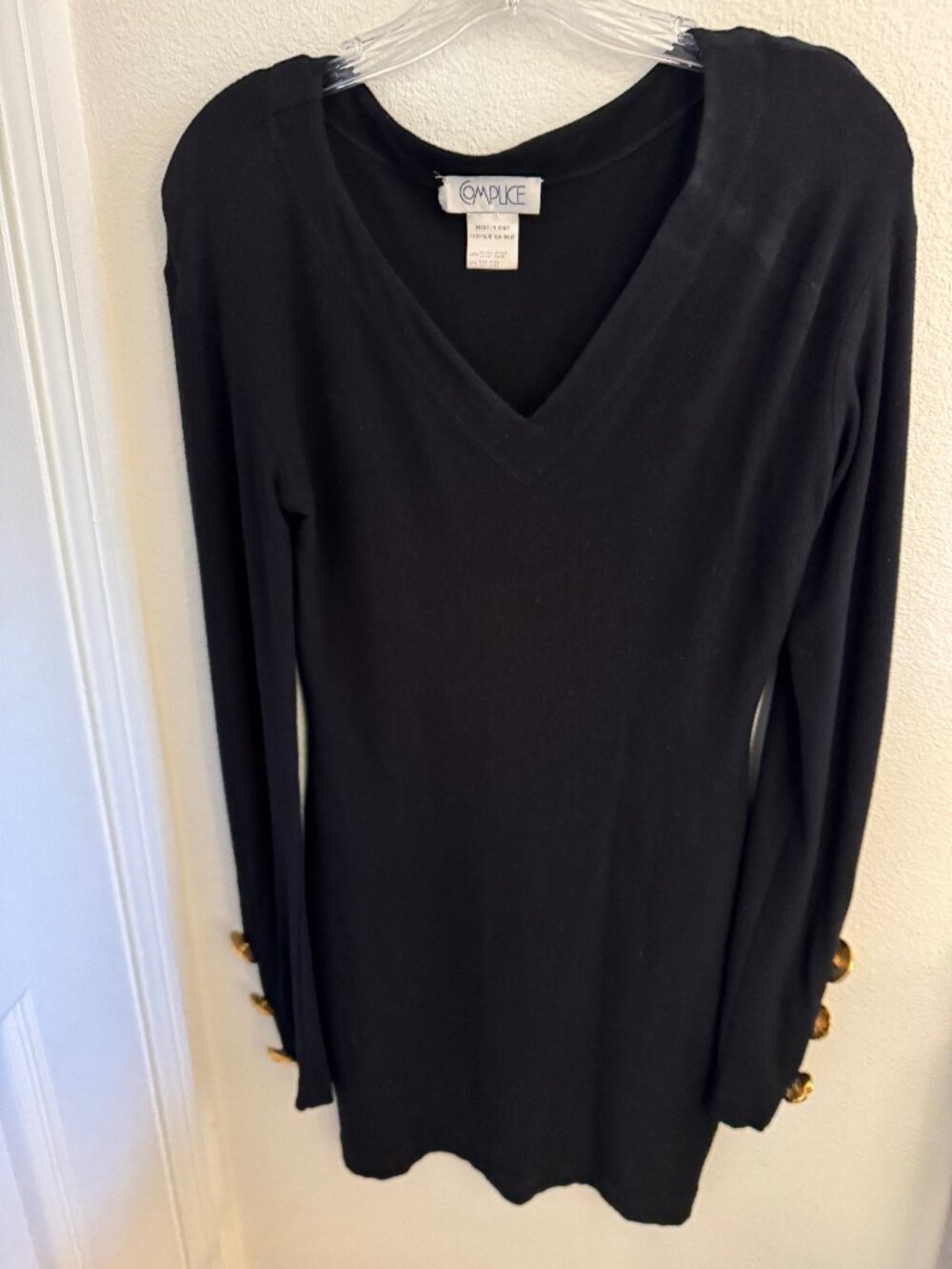 Vintage Complice Claude Montana Long-sleeved Black Short Dress